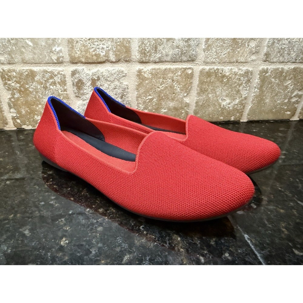 Rothy's The Loafer Round Toe Ballet Flat Size 8.5 Red Slip On Knit Casual Career